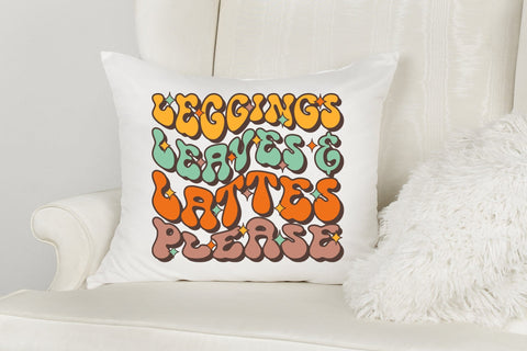 Leggings Leaves & Lattes Please - Retro Fall PNG Sublimation CraftLabSVG 