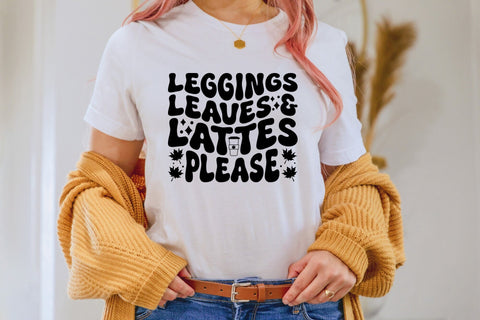 Leggings Leaves & Lattes Please, Retro Fall SVG SVG CraftLabSVG 