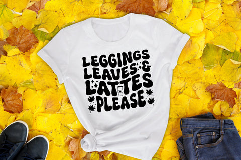 Leggings Leaves & Lattes Please, Retro Fall SVG SVG CraftLabSVG 