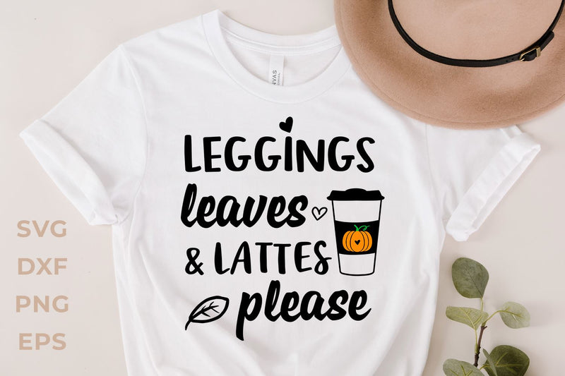 Leggings leaves lattes please svg SVG KMarinaDesign 