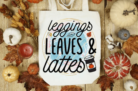 Leggings leaves & lattes Sublimation PNG, Sublimation Fall Design Sublimation Regulrcrative 