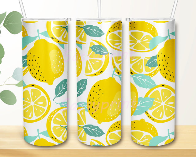 Lemon 20 oz Skinny Sublimation Design, Lemon Design Wrap, Lemon Tumbler Png Sublimation sassyprint 
