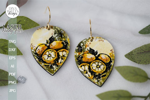Lemon Earrings SVG For Laser Lemons Earrings For Glowforge Lemon Earrings For Laser Glowforge Earrings With Lemons Earrings SVG SVG Diva Watts Designs 