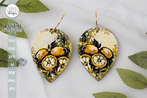Lemon Earrings SVG For Laser Lemons Earrings For Glowforge Lemon Earrings For Laser Glowforge Earrings With Lemons Earrings SVG SVG Diva Watts Designs 