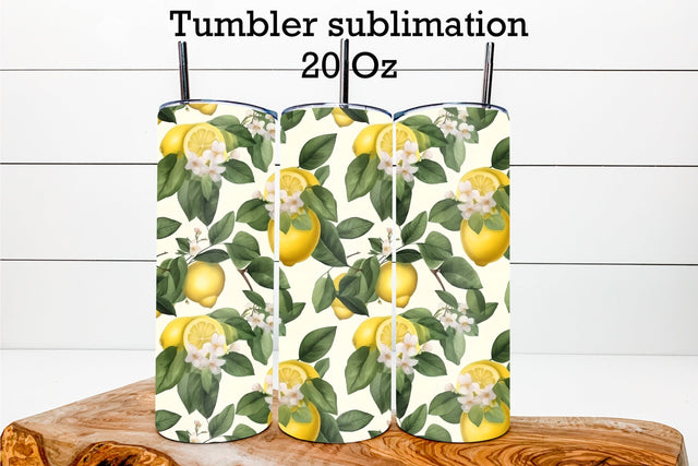 Lemon flower tumbler sublimation | Fruit tumbler Sublimation Svetana Studio 