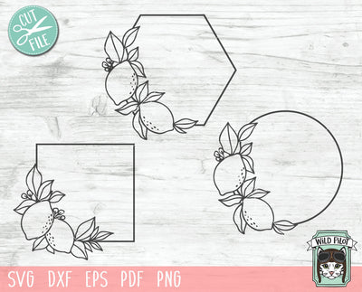 Lemon Frames SVG Cut File, Lemon Frame SVG, Summer SVG, Lemonade Stand SVG, Hexagon Round Square Frames SVG SVG Wild Pilot 
