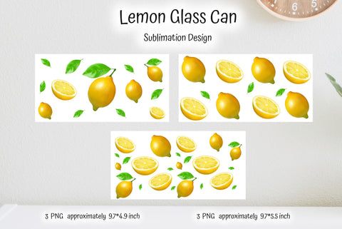 Lemon Glass Can Sublimation Designs. Summer Glass Can Full Wrap Sublimation Kseniia designer 