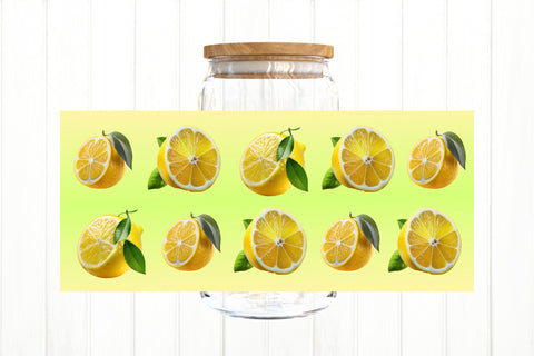 Lemon Glass Can Wrap Sublimation. Can Glass 16 OZ PNG Sublimation Olga Terlyanskaya 