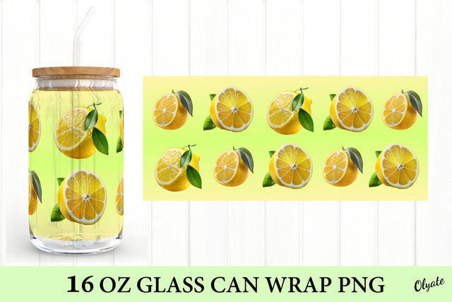 Lemon Glass Can Wrap Sublimation. Can Glass 16 OZ PNG Sublimation Olga Terlyanskaya 