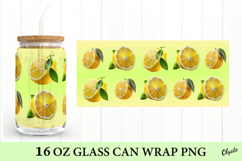 Lemon Glass Can Wrap Sublimation. Can Glass 16 OZ PNG Sublimation Olga Terlyanskaya 