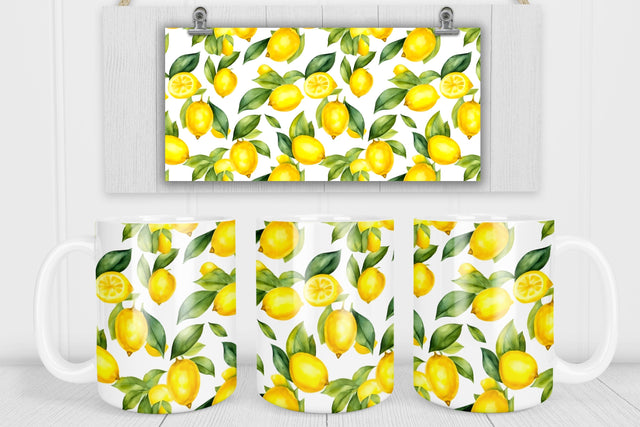 Lemon mug wrap design | Fruit mug sublimation Sublimation Svetana Studio 