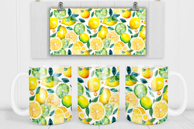 Lemon mug wrap design | Fruit mug wrap Sublimation Svetana Studio 