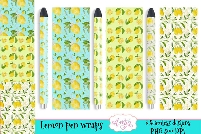 Lemon pen wraps for sublimation, epoxy pen wrap 3 design Sublimation Amorclipart 