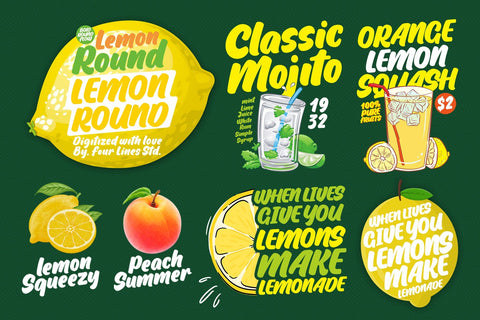 Lemon Round - Tropical Bold Display Font Font Four Lines Std. 