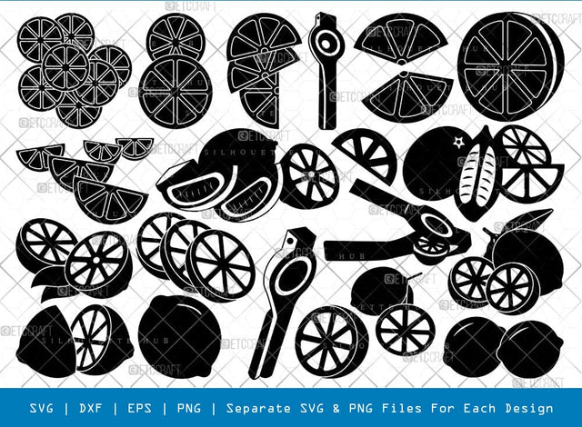 Lemon Silhouette, Lemon SVG, Lemon Slice Svg, Summer Fruit Svg, Half Lemon, Lemon Bundle, SB00806 SVG ETC Craft 