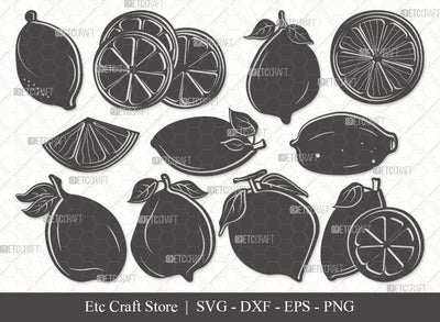 Lemon Silhouette SVG Cut File | Half Lemon Svg | Lime Svg | Fruit Svg | Lemon Slice Svg | Lime Bundle | Summer SVG | Eps | Dxf | Png | SVG ETC Craft 