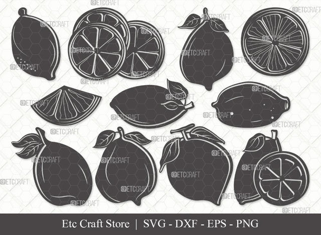Lemon Silhouette SVG Cut File | Half Lemon Svg | Lime Svg | Fruit Svg | Lemon Slice Svg | Lime Bundle | Summer SVG | Eps | Dxf | Png | SVG ETC Craft 