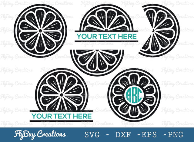 Lemon Slice Svg Cut File| Half Lemon | Lime | Fruit | Summer | Lemon | Lemon Slice Silhouette | Circle Monogram | Split Monogram SVG ETC Craft 