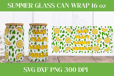 Lemon Summer Wrap for Libbey Can Glass SVG. Lemon Summer Pattern. SVG Samaha Design 