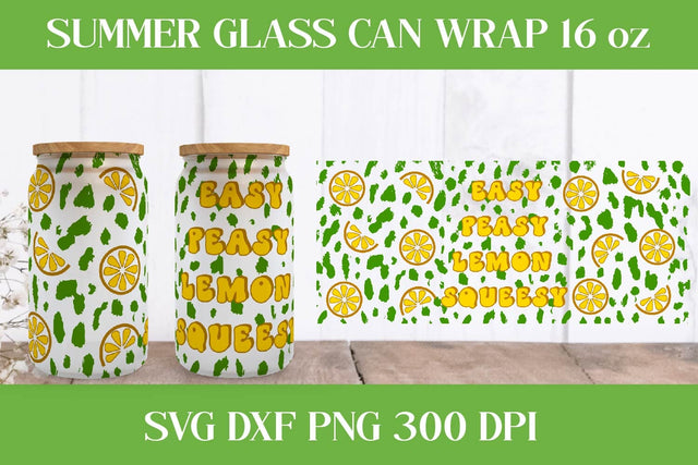 Lemon Summer Wrap for Libbey Can Glass SVG. Lemon Summer Pattern. SVG Samaha Design 