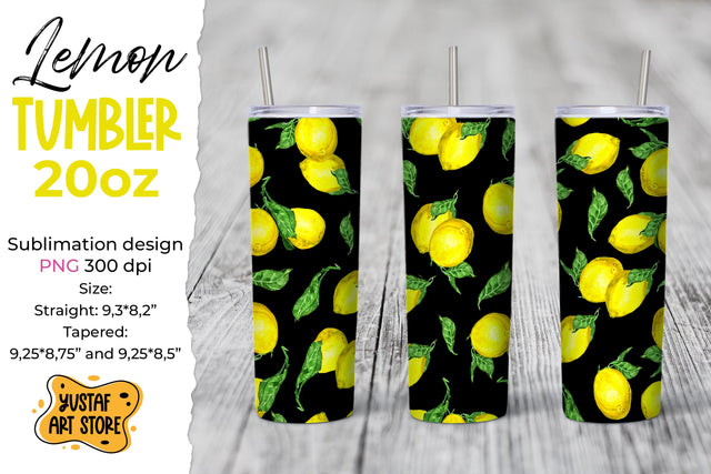 Lemon Tumbler sublimation template. Summer tumbler 20 oz Sublimation Yustaf Art Store 