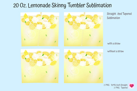 Lemonade 20 Oz Skinny Tumbler Sublimation Sublimation Kseniia designer 