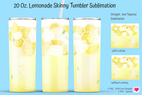 Lemonade 20 Oz Skinny Tumbler Sublimation Sublimation Kseniia designer 