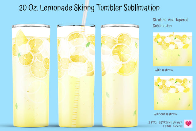 Lemonade 20 Oz Skinny Tumbler Sublimation Sublimation Kseniia designer 