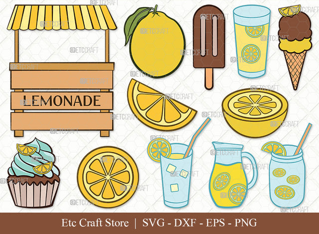 Lemonade Clipart SVG, Lemon Svg, Summer Svg, Icecream Svg, Lemon Layered Svg, Lemon Juice Svg, Lemon Slice Svg, Local Lemonade Svg, Lemonade Svg Bundle SVG ETC Craft 