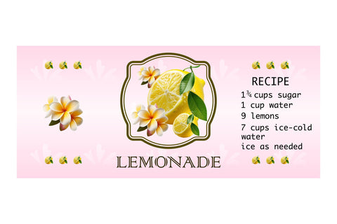 Lemonade Label Can Glass Bundle. Can Glass Wrap PNG. Lemonade Recipe. Sublimation Olga Terlyanskaya 