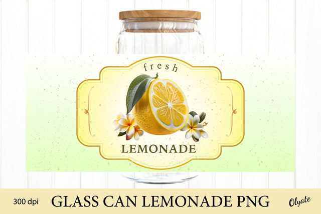 Lemonade Label Can Glass PNG. Summer Glass Can Wraps. Sublimation Olga Terlyanskaya 