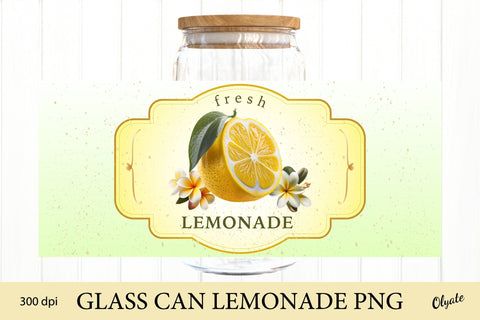 Lemonade Label Can Glass PNG. Summer Glass Can Wraps. Sublimation Olga Terlyanskaya 