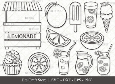 Lemonade Outline SVG, Lemon Svg, Summer Svg, Icecream Svg, Lemon Layered Svg, Lemon Juice Svg, Lemon Slice Svg, Local Lemonade Svg, Lemonade Svg Bundle SVG ETC Craft 