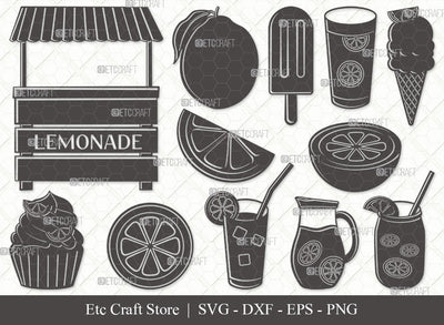 Lemonade Silhouette SVG, Lemon Svg, Summer Svg, Icecream Svg, Lemon Layered Svg, Lemon Juice Svg, Lemon Slice Svg, Local Lemonade Svg, Lemonade Svg Bundle SVG ETC Craft 