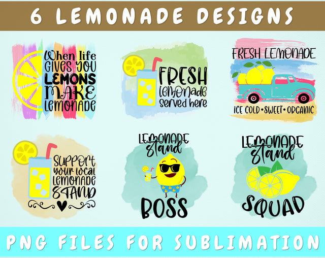 Lemonade Stand Sublimation Designs Bundle, 6 Lemonade Quotes PNG Files, Lemonade Stand Boss PNG, Lemonade Stand Squad PNG, Funny Lemonade PNG Sublimation HappyDesignStudio 