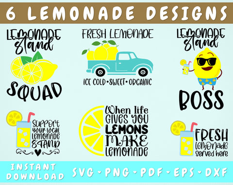 Lemonade Stand SVG Bundle, Lemonade SVG, 6 Designs, Lemonade Stand Boss SVG, Lemonade Stand Squad SVG, Fresh Lemonade Served Here SVG SVG HappyDesignStudio 