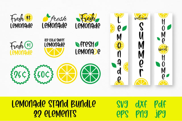 Lemonade stand SVG bundle. Summer and lemon cut files SVG Tori card store 