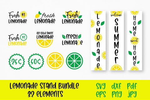 Lemonade stand SVG bundle. Summer and lemon cut files SVG Tori card store 