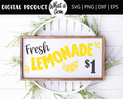 Lemonade Stand SVG | Lemonade SVG | Lemonade Shop SVG | Summer svg | Summer Decor | Lemon Decor | Fresh Lemonade one dollar | Farmhouse Deco SVG What A Gem SVG 