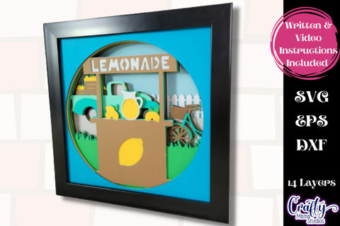 Lemonade Stand Svg Shadow Box, 3D Layered Summer Fruit Svg SVG Crafty Mama Studios 