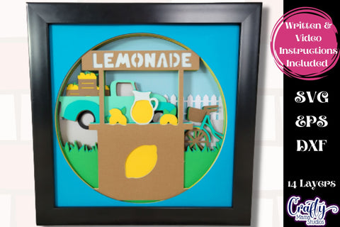 Lemonade Stand Svg Shadow Box, 3D Layered Summer Fruit Svg SVG Crafty Mama Studios 