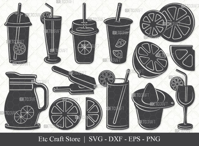 Lemonade SVG, Lemonade Silhouette, Lemon Slice Svg, Lemon Juice Svg, Drink Svg, Cocktail Svg, Summer Svg, Lemonade Bundle SVG ETC Craft 