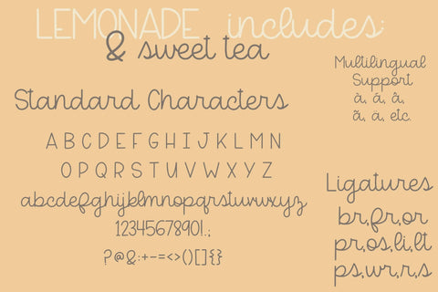 Lemonade & Sweet Tea, Cute Handwritten Font Font Designing Digitals 