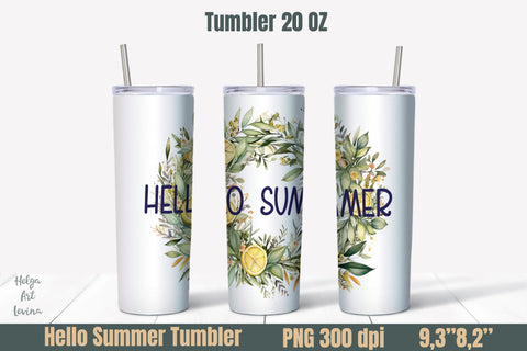 Lemons 20 oz skinny Tumbler Sublimation. Tumbler wrap design Sublimation Helga Art 
