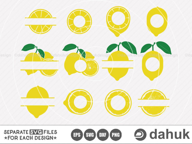 Lemons svg, Lemons split svg, vector, vintage, cut open, lemon tree, Fruit svg, Cut file, for silhouette, svg, eps, dxf, cricut design space SVG dahukdesign 
