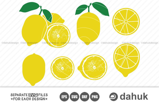 Lemons svg, vector, vintage, cut open, lemon tree, Fruit svg, Cut file, for silhouette, svg, eps, dxf, png, clipart, cricut design space SVG dahukdesign 