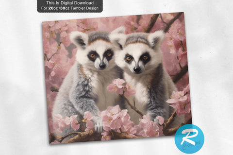 Lemurs Spring Flowers 20 oz / 30 oz Tumbler PNG Sublimation Regulrcrative 