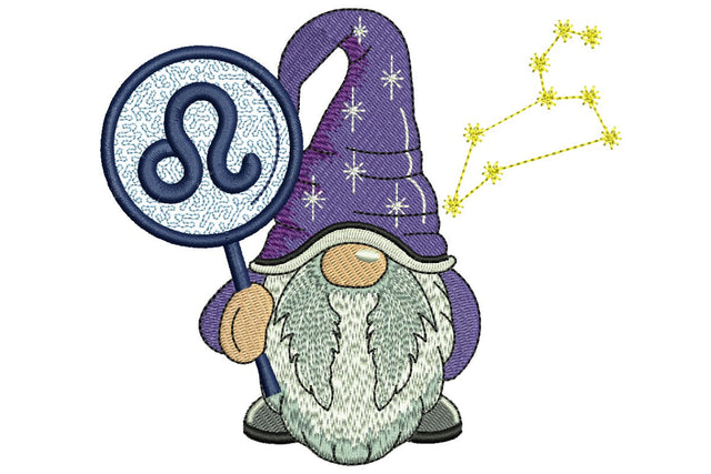 Leo Gnome Embroidery Design, Zodiac Horoscope Embroidery designs, Machine Embroidery File Embroidery/Applique DESIGNS NextEmbroidery 