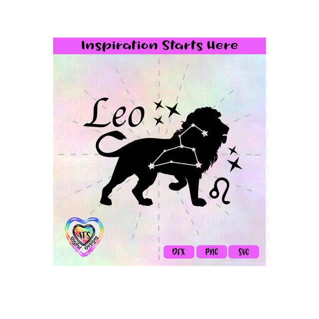 Leo | Lion | Constellation | Starbursts | Horoscope | Zodiac - Transparent PNG SVG DXF - Silhouette, Cricut, ScanNCut SVG Aint That Sweet 