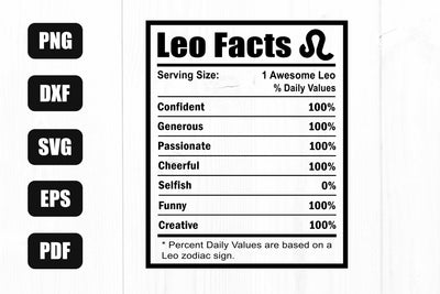 Leo Nutrition Facts Svg, Leo Zodiac Sign Svg, Leo Svg, Leo Zodiac Svg SVG Litke Designs 